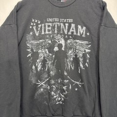 VTG Y2K US Vietnam Veteran Graphic Sweatshirt Mens L Black Made in USA Fleece