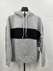 Abound Hoodie Grey Heather Black Stripe Color Block Pullover L