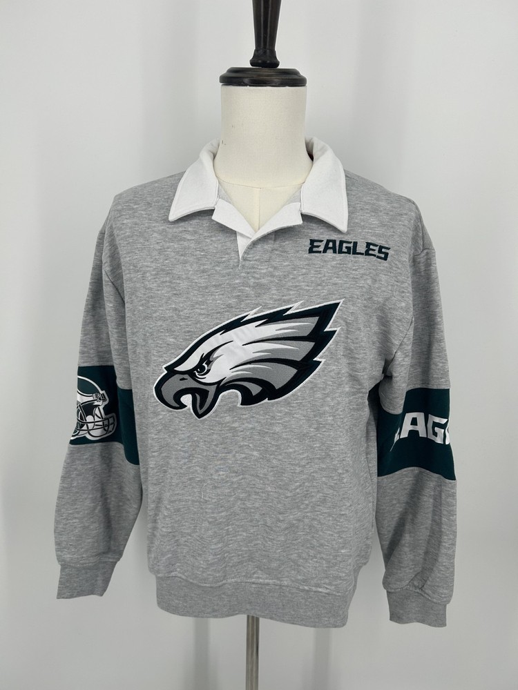 NFL Philadelphia Eagles Rugby Sweatshirt Small Size 95192123 Light Heather Grey