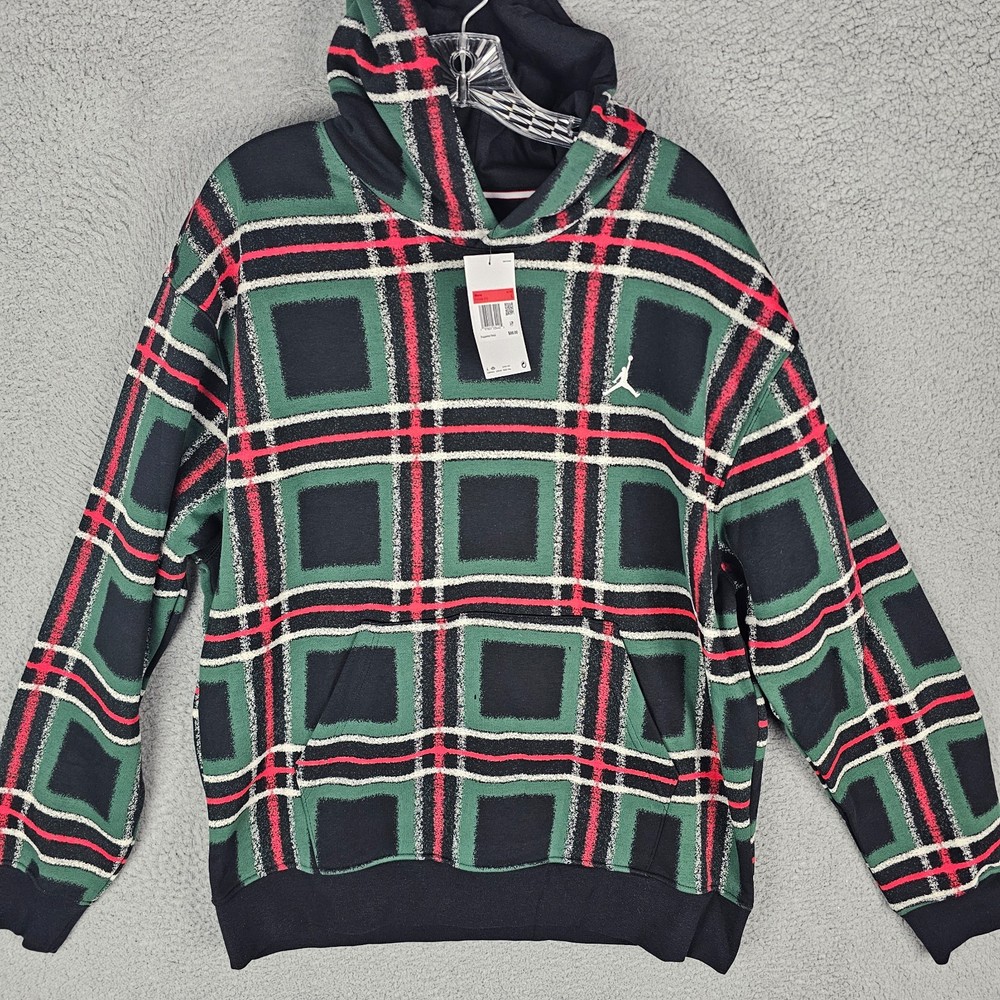 FV7458 Nike Air Jordan Essentials Men’s Fleece Pullover Hoodie Plaid Size Large