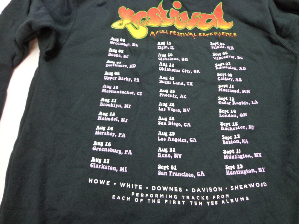 YES Band YESTIVAL Black Hoodie Full Zip Size Medium