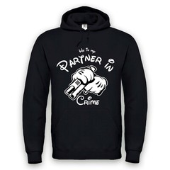 Partner in Crime Hoodie Hooded Pullover Partner Couple Black Sizes XXS-5XL