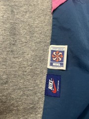 Vintage Nike Retro Grey Pink Blue Color block Hoodie Sz M Multiple Tags 2k Hip