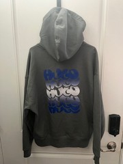 Hugo Boss Niftyhood Logo French Terry Hoodie Bubble Letter Gray Men’s Size Small