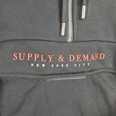 Supply & Demand Stealth Hoodie Men XL Black Red White Cotton Logo Lined Half Zip