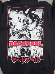 Marvel Deadpool Japanese Graphic Pullover Hoodie Black Red Size Medium