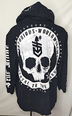 Mens Headrush Fear None biker skull black zip-up hoodie jacket 3XL