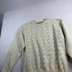 Champion Mens Cream All Over Logo Print Crewneck Sweatshirt AW665H Large