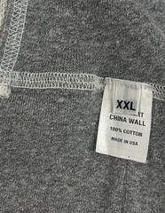 The Great China Wall Gray French Terry 1/4 Zip Hoodie XXL Made USA Raw Edge Seam