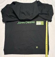 John Deere Hoodie Mens Medium Black Logo Pullover Sweatshirt NWT Farm Tractor