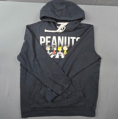 Peanuts Walking Abbey Road Hybrid Hoodie Mens Medium Black White Fleece Lined