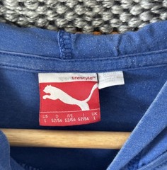 PUMA Solid Pullover Hoodie Blue Knit Cotton Polyester Men’s L Long Sleeve