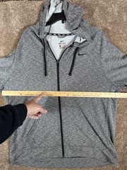 Nike Dri-FIT Grey/Black Zip Front Training Hoodie SZ XXL Polyester Lightweight