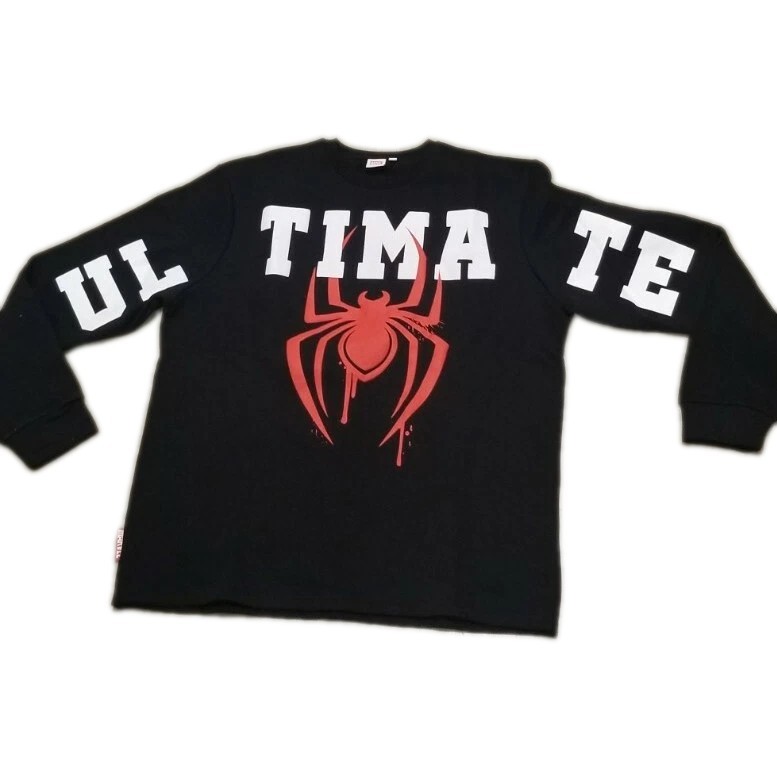 NWT Marvel Comics Ultimate Spider-Man wraparound Black Crew Sweatshirt Size XL