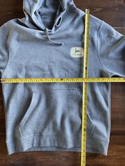 New John Deere Hoodie Men’s M Gray Pullover Sweatshirt 2 Sided Tractor Deer Logo