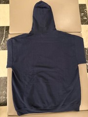 Navy Blue Fleece Pullover Hoodie Size LARGE Graphic BRUH Gildan Heavy Blend