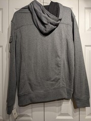 Kaun Hoodie Mens 2XL Charcoal Button Up Hood Fleece Jacket Zip Pockets Lined NWT