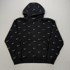 Nike NRG All Over Swoosh Logo Hoodie Black White Swoosh Embroided Swoosh Medium