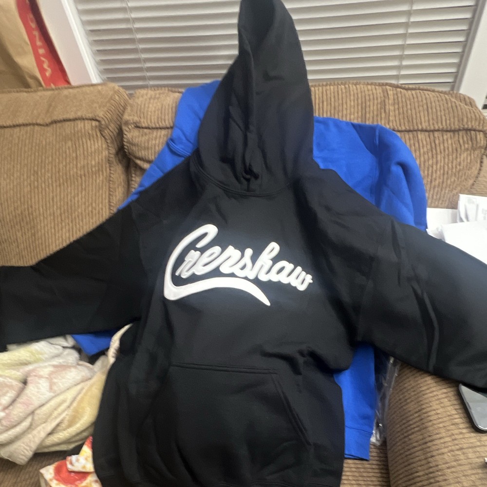 Men’s Black Censha Graphic Logo Pullover Hoodie Fleece Drawstring Pocket L