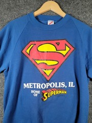 Vintage 90s Superman Sweatshirt Mens Large Blue DC Comics Metropolis USA Made