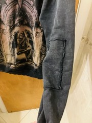 Affliction Denim Killer Distressed Full Zip Up Hoodie Front Back Reaper XL