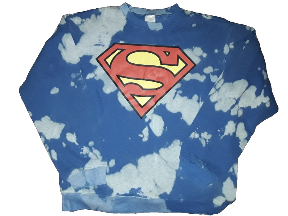 Vintage SUPERMAN Sweatshirt Medium M 90S Y2K Relaxed Athletic Oversized Tie Dye