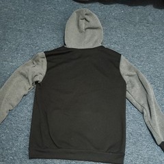 Men’s Black Gray Full Zip Hoodie Long Sleeve Polyester M Hooded Pockets