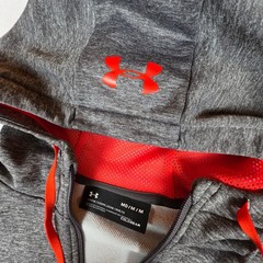 Under Armour ColdGear 1325145 Full Zip Hoodie Mens Medium Gray Red Polyester