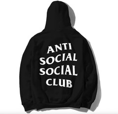 NEW Anti Social Social Club Black/White Plain Logo Pullover Hoodie Sweatshirt
