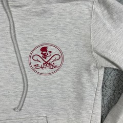 Salt life Hoodie Mens Small Gray Skull & Hooks Fishing Logo Drawstring *Flaw