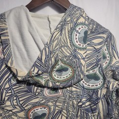 full zip hoodie, One World Special Issue, Med, boho, peacock feather design