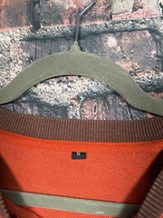 Men’s Orange Brown Colorblock Crew Neck Pullover Long Sleeve Sweatshirt Size S