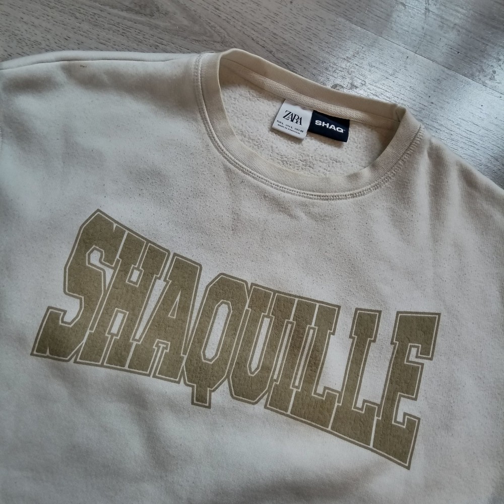 Zara Shaquille O’Neal Long Sleeve Crewneck Sweatshirt Ivory & Beige Men’s Sz L