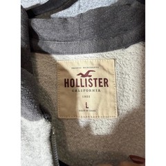 Hollister Mens Full Zip Hoodie Gray Colorblock Raglan Fleece Sweatshirt Large