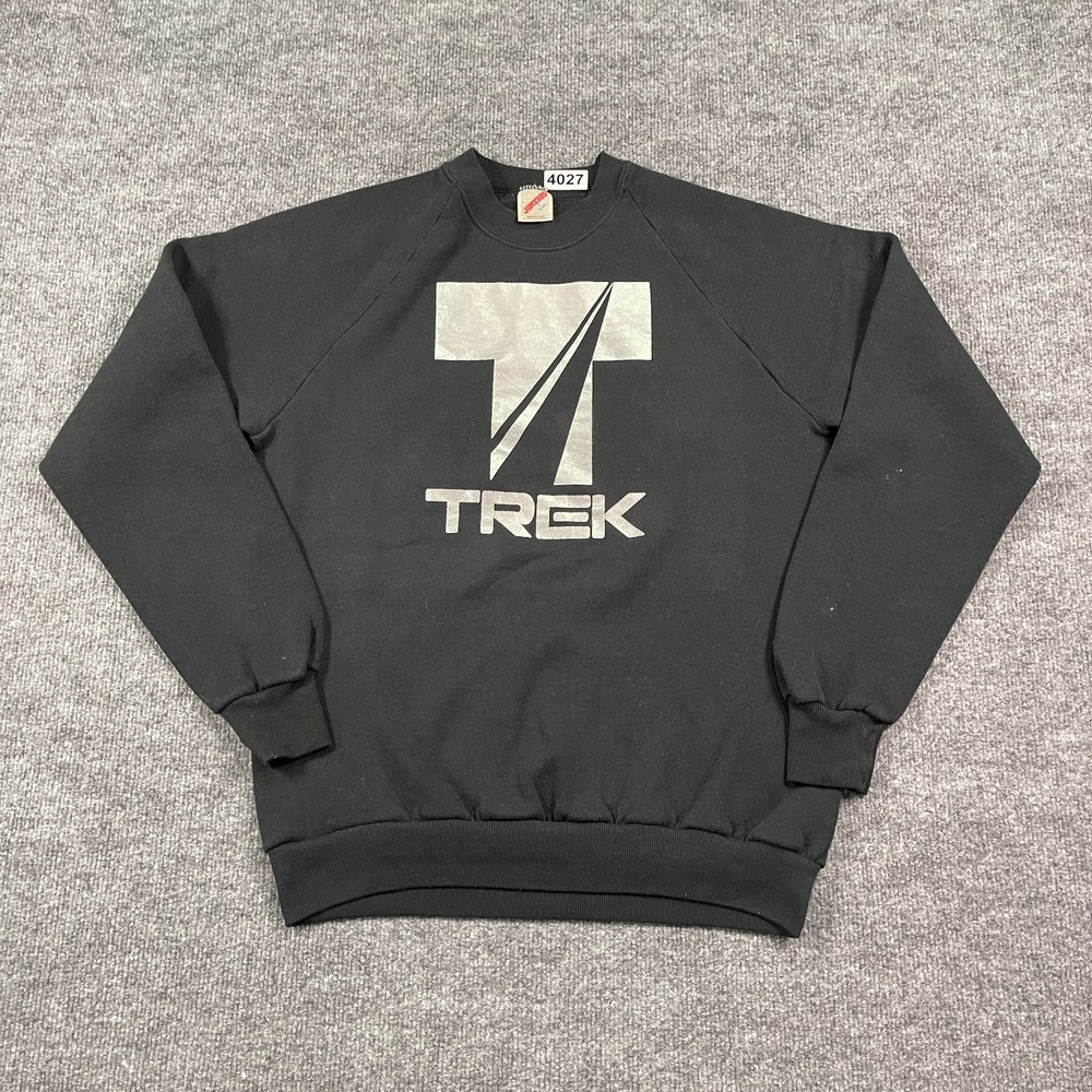 Vintage 80s TREK USA Bicycle Bike Sweatshirt Medium 20×24 Black
