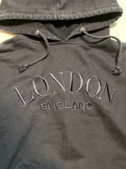 Zone One London England Embroidered Hoodie Sweatshirt Black Size Small Union Jac