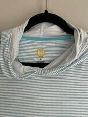 UPF 50+ Men’s L White/Blue Striped Pullover Hoodie Long Sleeve Nautical