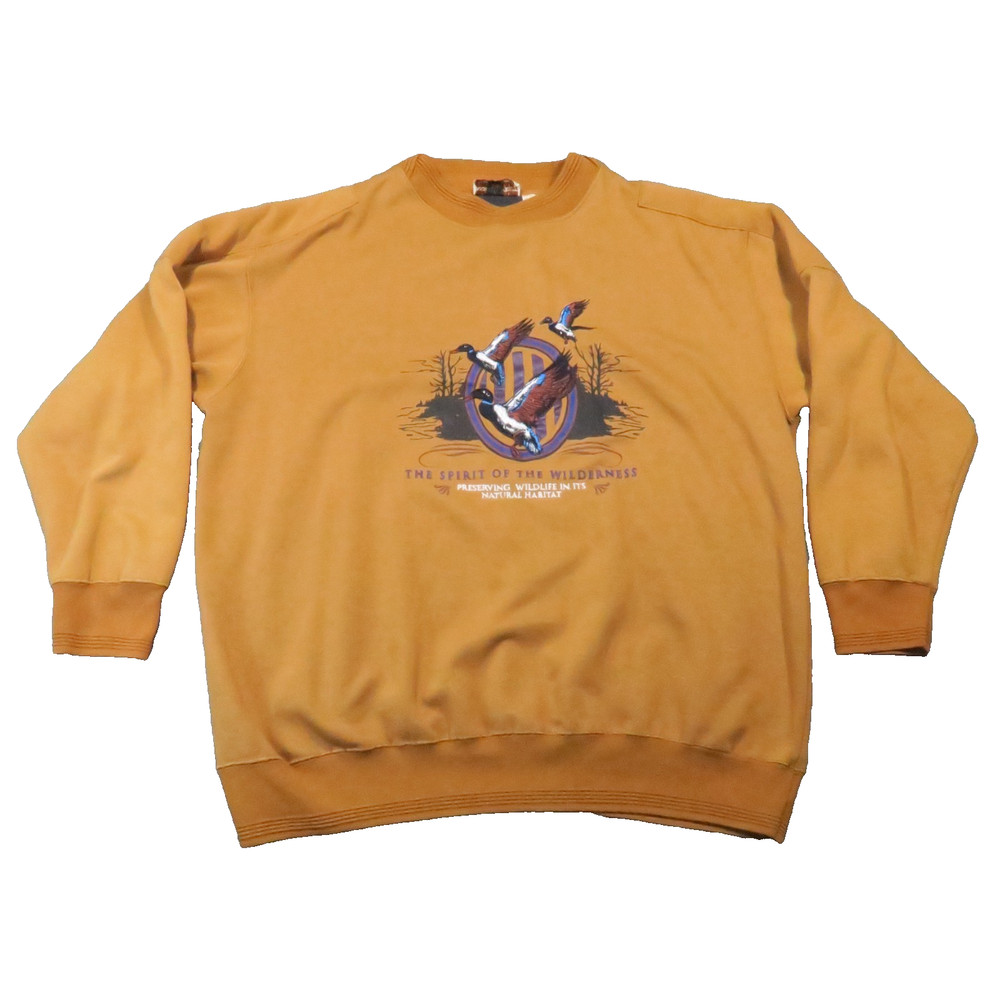 Spirit of the Wilderness Sweatshirt Men XL Rust Ducks Conservation Cabin Vtg 90s