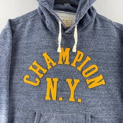 Champion Hoodie Mens Medium Gray Tri Blend Rayon Sweatshirt Retro Style New York