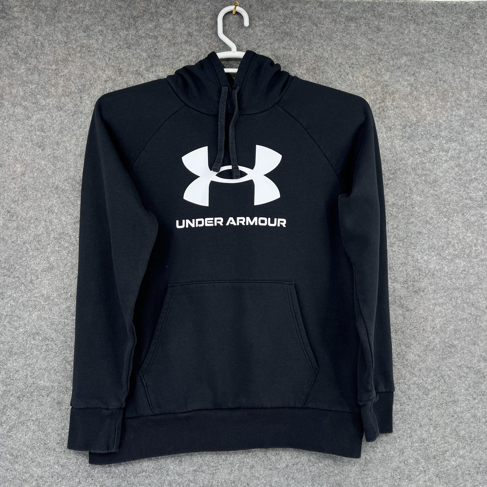 Under Armour Hoodie Mens Medium Black Pullover Sweatshirt Fleece Kangaroo