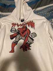 Marvel The Amazing Spiderman Hoodie Men’s Pullover White Open Pocket Size LG