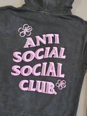 Anti Social Social Club “Coral Crush” Black Hoodie Sweatshirt Faded Size Medium