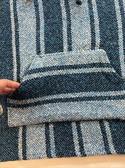 Mexican Baja Hoodie Drug Rug Blue/White/Black, Size Small, Pockets Men’s/Women’s
