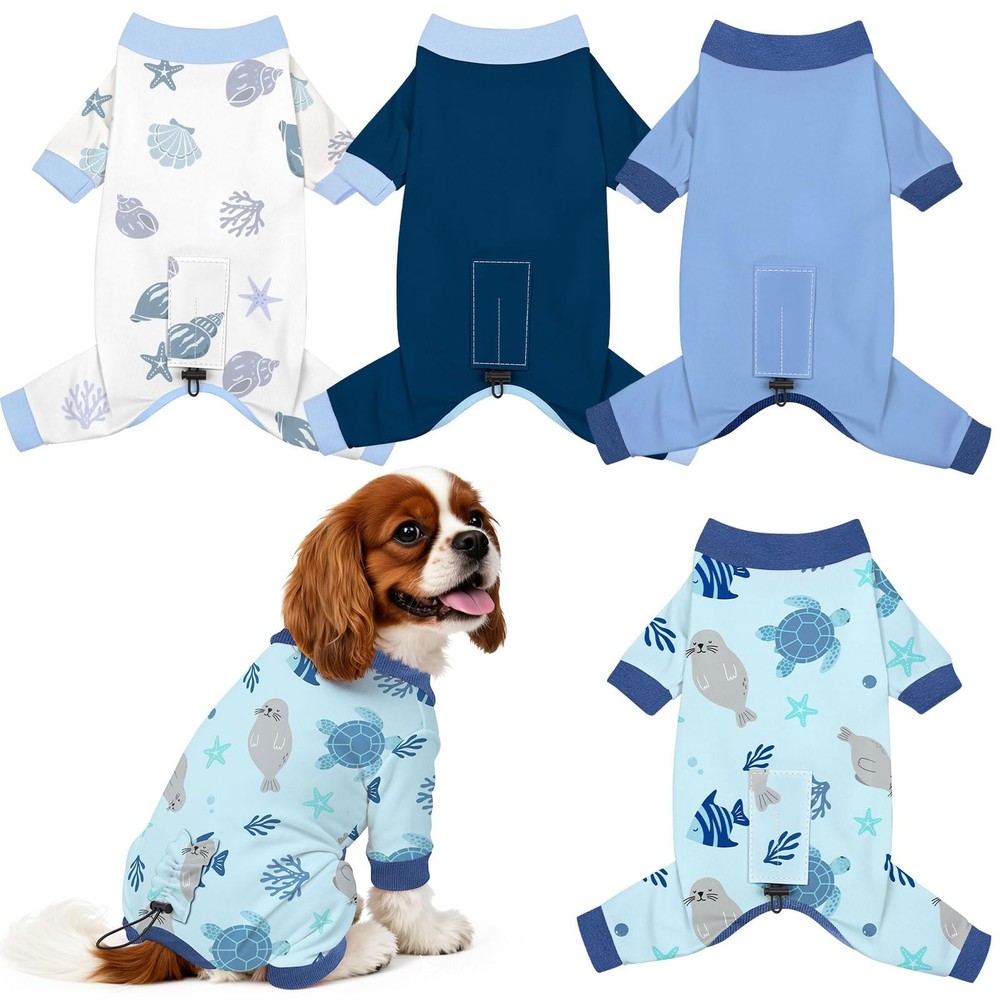 4 Pack Dog Pajamas Pet Costumes Dog Jammies Bodysuits Sweatshirt Adjustable Brea