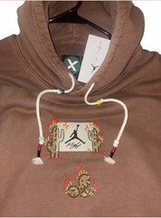 Jordan Cactus Jack Brown Graphic Fleece Pullover Hoodie Men’s XL Pockets