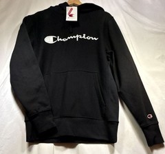 Champion Powerblend Hoodie Full Script Logo Black Size XS