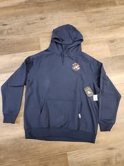 BURLEBO Men’s Midweight Fleece Hoodie Sweatshirt size XL Navy Blue Hunting Duck