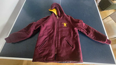 Holloway Burgundy Full Zip Fleece Hoodie L Embroidered Logo Lined Pockets