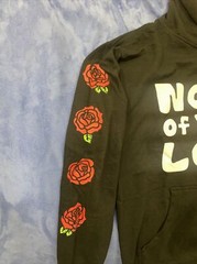 Lil TJay Rapper Black Hoodie “NONE OF YOUR LOVE” men’s Medium Roses On Arms Nwot