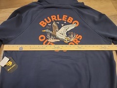 BURLEBO Men’s Midweight Fleece Hoodie Sweatshirt size XL Navy Blue Hunting Duck
